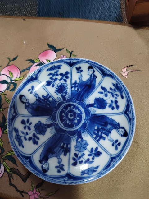 古玩陶瓷清康熙 青花四美圖小盤真品鑒賞圖