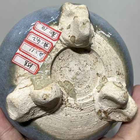 古玩陶瓷鈞窯天藍釉香爐真品鑒賞圖