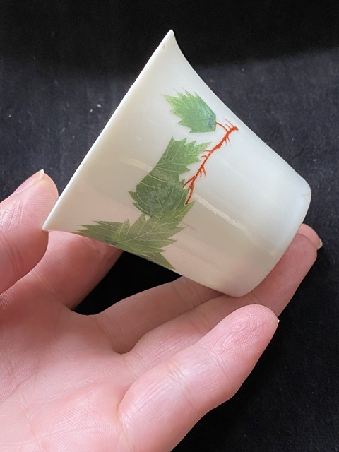 古玩陶瓷民國粉彩花卉紋馬蹄杯拍賣，當前價格338元