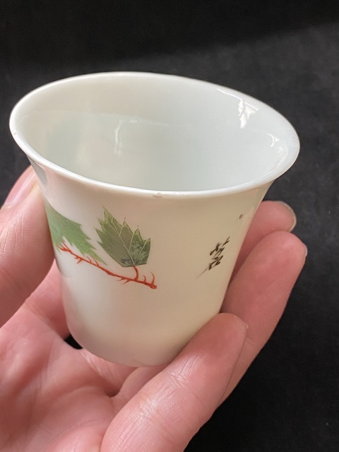 古玩陶瓷民國粉彩花卉紋馬蹄杯拍賣，當前價格338元