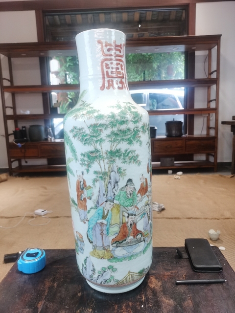 古玩陶瓷廣彩人物故事大瓶真品鑒賞圖