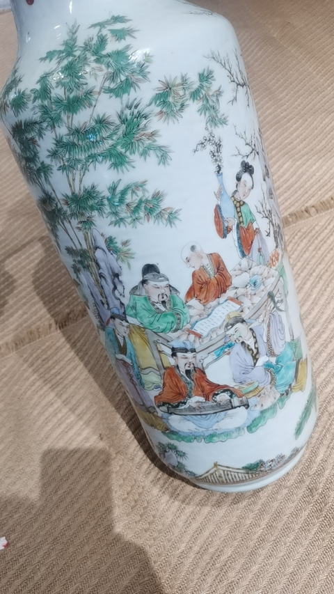 古玩陶瓷廣彩人物故事大瓶真品鑒賞圖