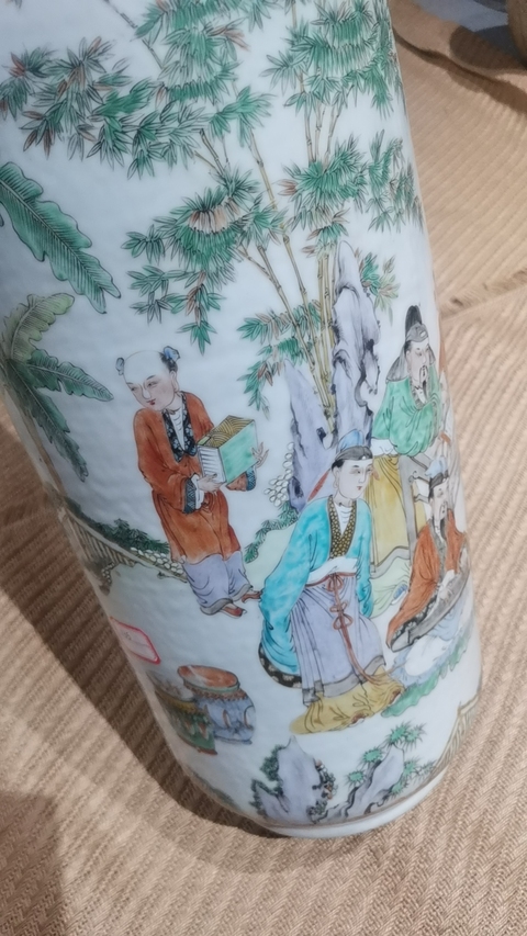 古玩陶瓷廣彩人物故事大瓶真品鑒賞圖