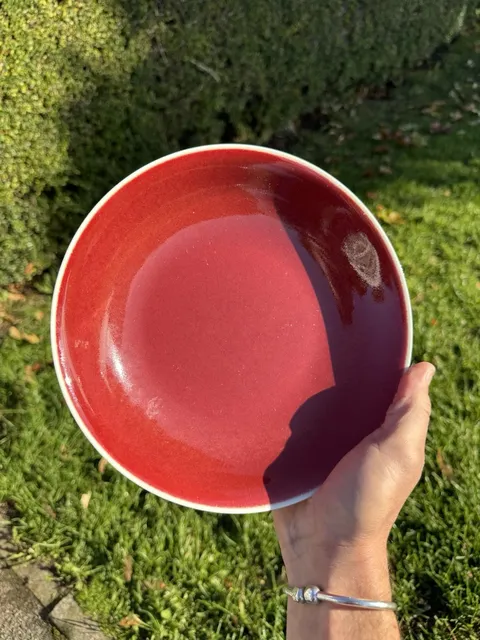 古玩陶瓷清乾隆紅釉盤(pán)拍賣(mài)，當(dāng)前價(jià)格5000元