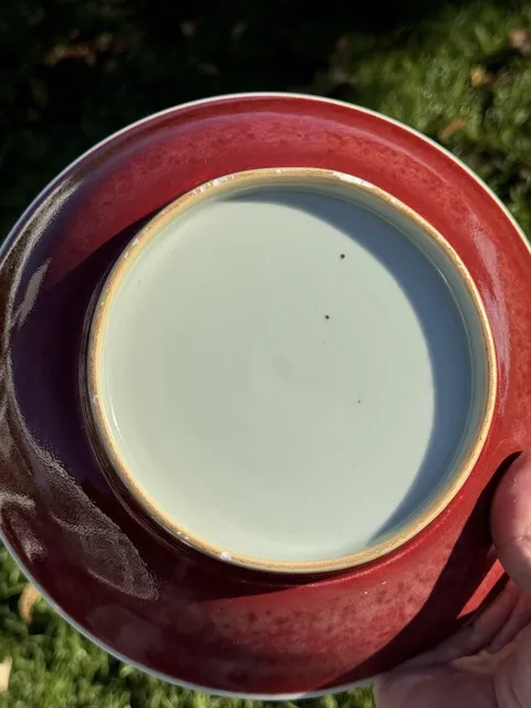 古玩陶瓷清乾隆紅釉盤(pán)拍賣(mài)，當(dāng)前價(jià)格5000元