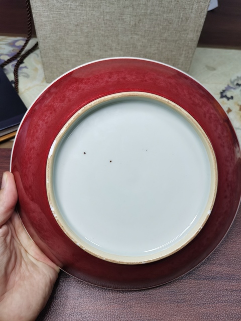 古玩陶瓷清乾隆紅釉盤(pán)拍賣(mài)，當(dāng)前價(jià)格5000元