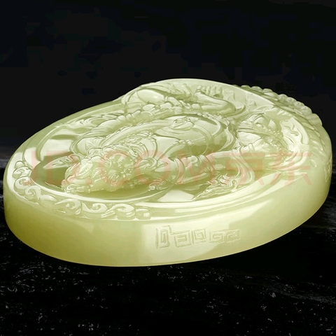 古玩玉器和田玉雕“財神牌”真品鑒賞圖