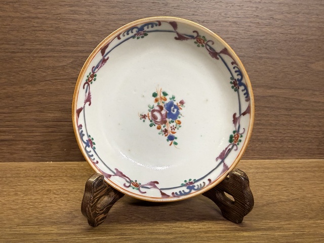 古玩陶瓷乾隆外紫金釉內廣彩小碟拍賣，當前價格380元