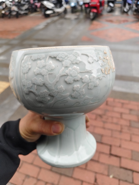 古玩陶瓷青白釉刻花瓷豆真品鑒賞圖