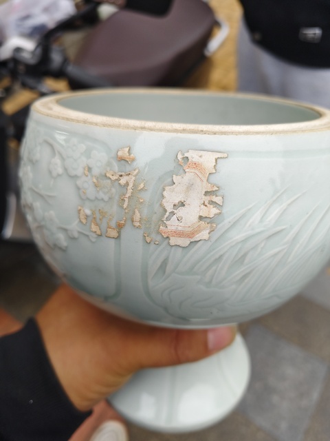 古玩陶瓷青白釉刻花瓷豆真品鑒賞圖