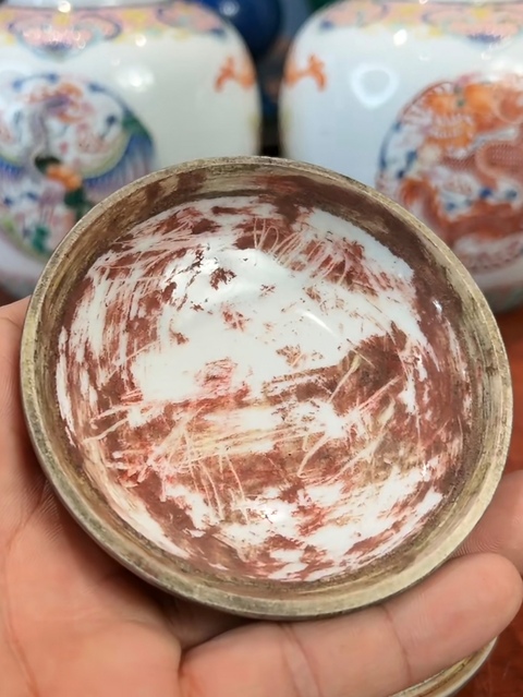 古玩陶瓷豇豆紅釉印盒真品鑒賞圖