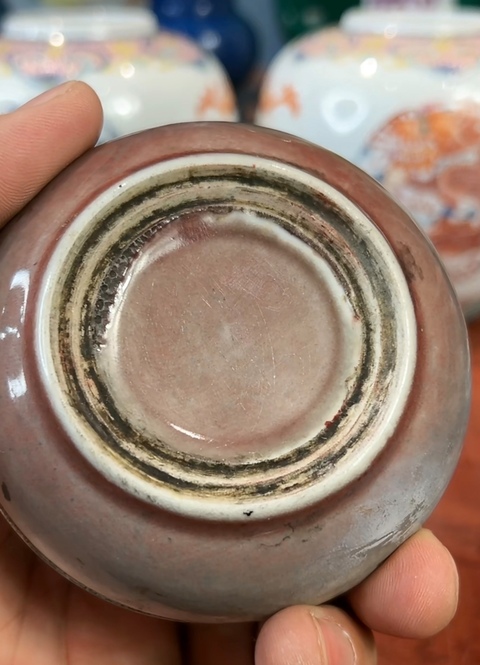 古玩陶瓷豇豆紅釉印盒真品鑒賞圖