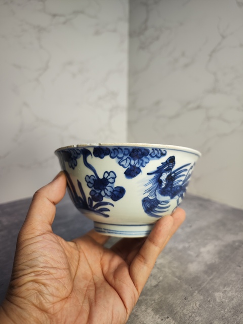 古玩陶瓷鳳紋青花碗拍賣，當前價格980元