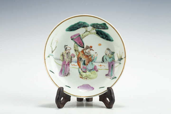 古玩陶瓷同治·粉彩福祿壽三星人物紋盤真品鑒賞圖