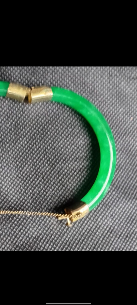 古玩玉器滿綠翡翠手鐲真品鑒賞圖