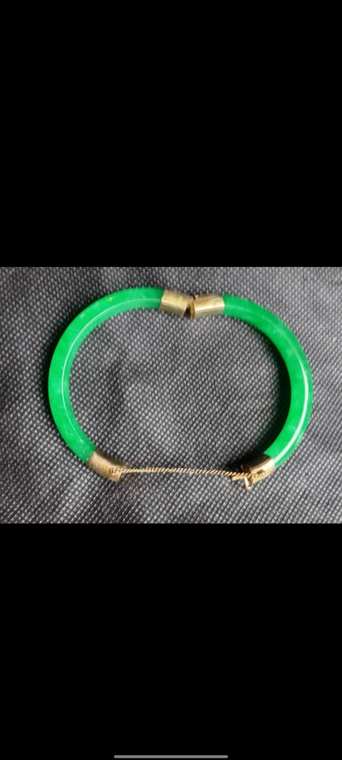 古玩玉器滿綠翡翠手鐲真品鑒賞圖