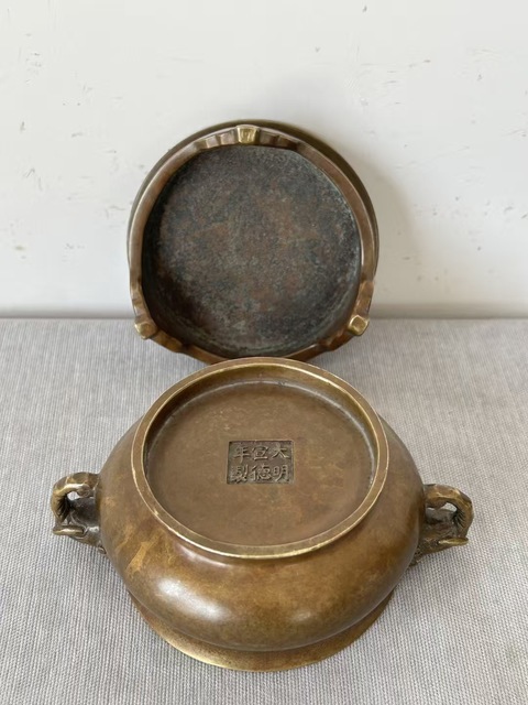 古玩銅器銅象耳爐真品鑒賞圖