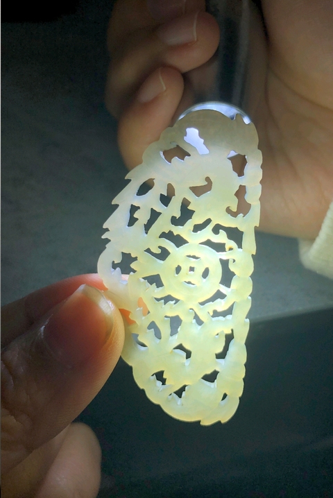 古玩玉器和田玉雙鳳牌真品鑒賞圖