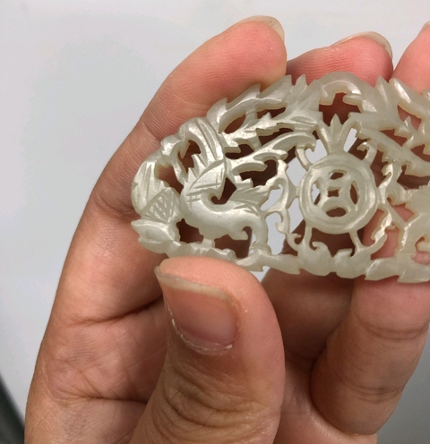 古玩玉器和田玉雙鳳牌真品鑒賞圖