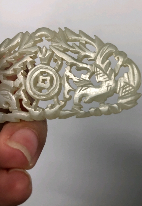 古玩玉器和田玉雙鳳牌真品鑒賞圖