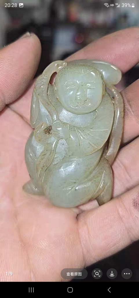 古玩玉器童子雕刻件真品鑒賞圖