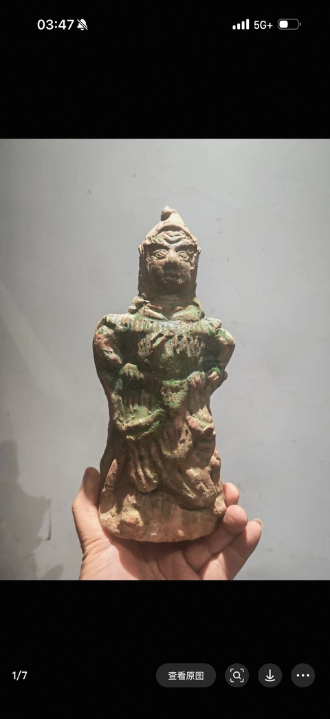 古玩陶瓷西壩窯綠釉人物造像真品鑒賞圖