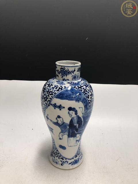 古玩陶瓷清晚·青花開窗仕女嬰戲紋雞腿瓶拍賣，當前價格1388元