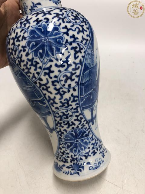 古玩陶瓷清晚·青花開窗仕女嬰戲紋雞腿瓶拍賣，當前價格1388元