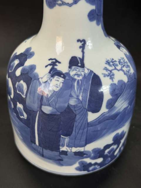 古玩陶瓷新仿晚清青花洗口尊真品鑒賞圖