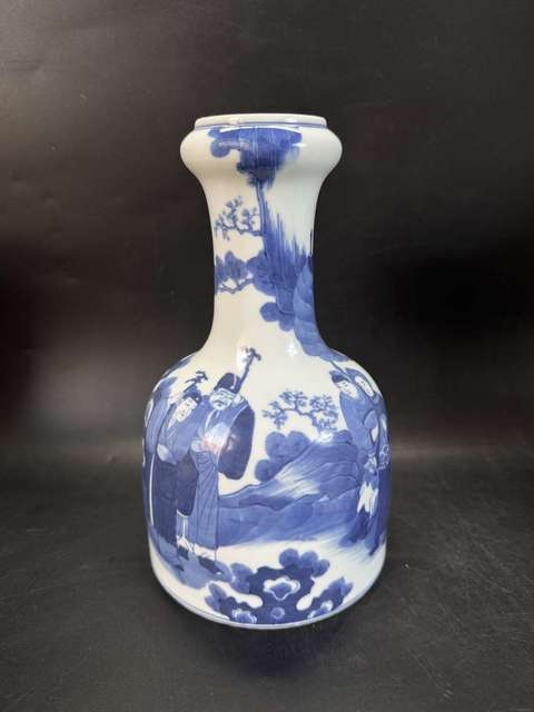 古玩陶瓷新仿晚清青花洗口尊真品鑒賞圖