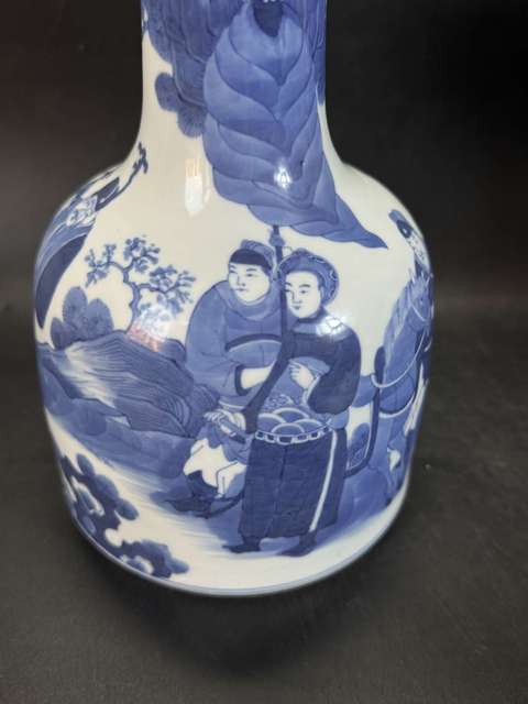 古玩陶瓷新仿晚清青花洗口尊真品鑒賞圖