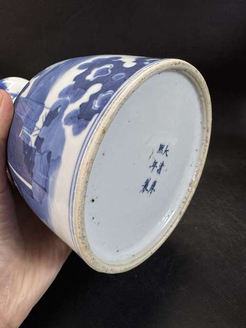 古玩陶瓷新仿晚清青花洗口尊真品鑒賞圖