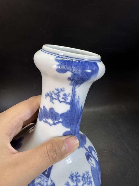 古玩陶瓷新仿晚清青花洗口尊真品鑒賞圖