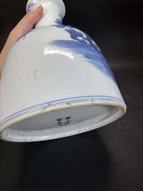 古玩陶瓷新仿晚清青花洗口尊真品鑒賞圖