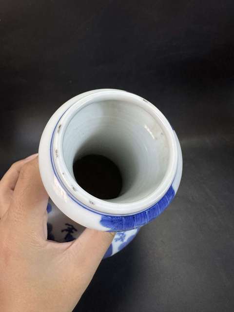 古玩陶瓷新仿晚清青花洗口尊真品鑒賞圖