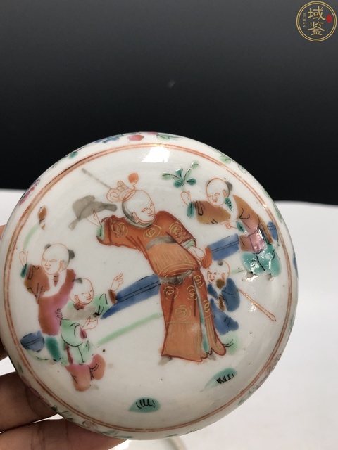 古玩陶瓷晚清五子奪魁紋印泥盒拍賣，當前價格1688元