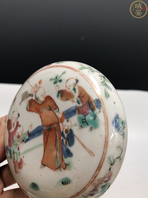 古玩陶瓷晚清五子奪魁紋印泥盒拍賣，當前價格1688元