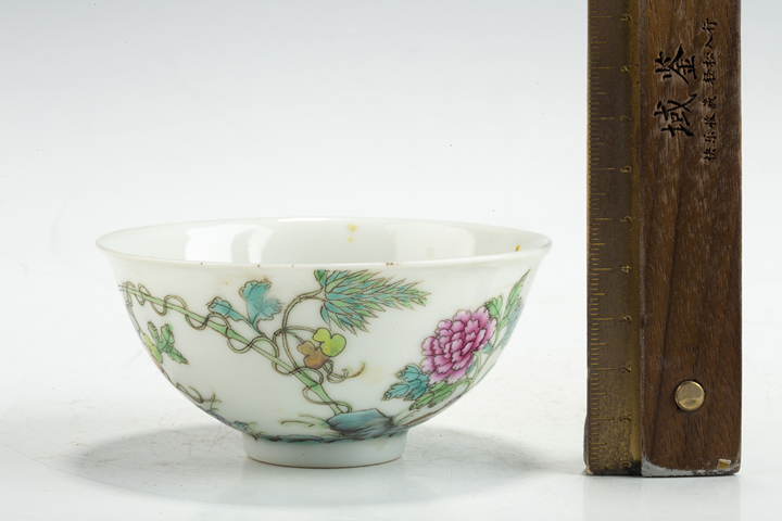 古玩陶瓷民國·粉彩癩瓜福祿紋茶圓真品鑒賞圖