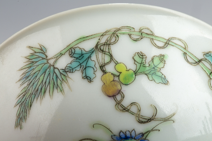 古玩陶瓷民國·粉彩癩瓜福祿紋茶圓真品鑒賞圖