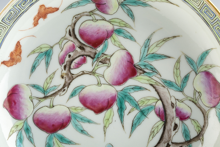 古玩陶瓷清光緒·粉彩九桃紋盤(pán)（官）真品鑒賞圖