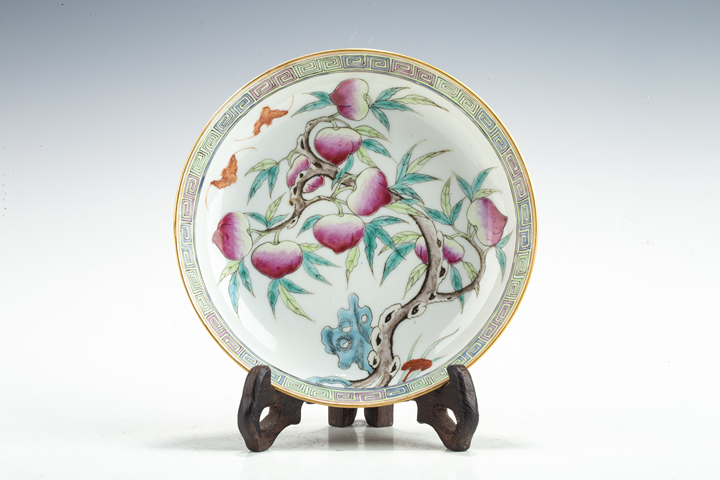 古玩陶瓷清光緒·粉彩九桃紋盤(pán)（官）真品鑒賞圖