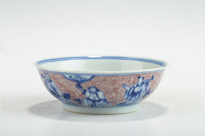 古玩陶瓷清乾隆·青花釉里紅八仙祝壽紋盤（官）真品鑒賞圖