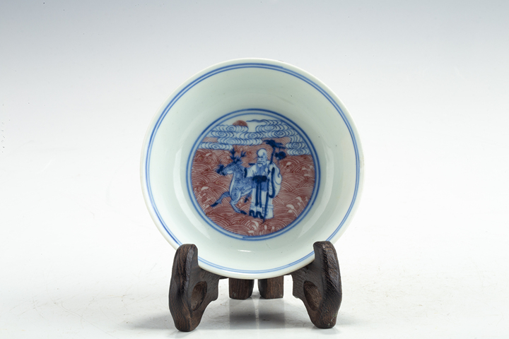 古玩陶瓷清乾隆·青花釉里紅八仙祝壽紋盤（官）真品鑒賞圖