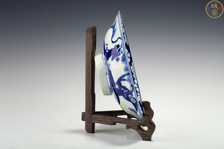 古玩陶瓷清晚·青花三星人物紋折沿淺碗真品鑒賞圖