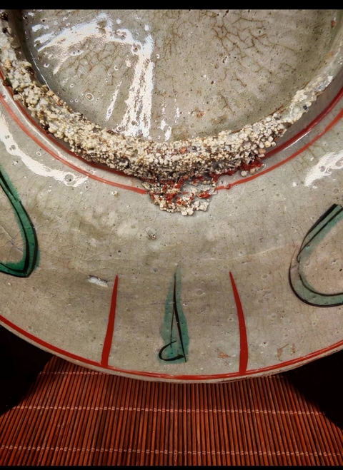 古玩陶瓷紅綠彩人物盤真品鑒賞圖