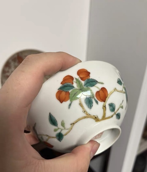 古玩陶瓷清道光 粉彩櫻桃紋碗真品鑒賞圖