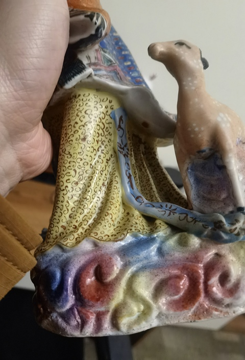 古玩陶瓷粉彩麻姑獻(xiàn)壽造像拍賣，當(dāng)前價格40元