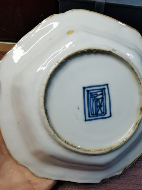 古玩陶瓷明天啟 五彩博古紋六方盤真品鑒賞圖