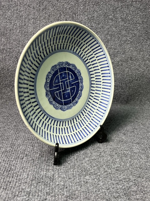 古玩陶瓷青花萬壽盤拍賣，當前價格2588元