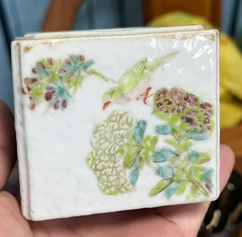 古玩陶瓷淺絳花鳥溫酒器真品鑒賞圖